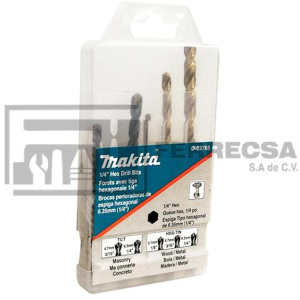 JGO DE BROCAS MIXTAS 5PZA ZANCO HEXA 1/4 D23765 MAKITA