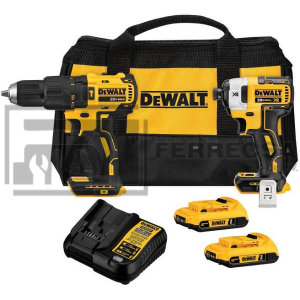 COMBO 20V 2AMP BRUSHLESS ROTOMARTILLO 1/2" Y LLAVE DE IMPACTO 1/4" 3-VELOCIDADES DCK223D2-B3 DEWALT*