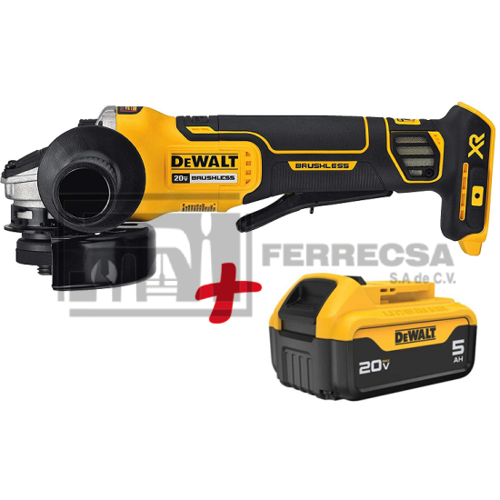 MINIESMERILADORA 4-1/2" 20V  DCG413B+DCB205YY DEWALT*