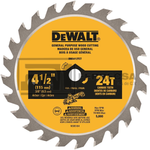 SIERRA CIRCILAR 4-1/2" 24DIENTES MADERA DWA412TCT DEWALT*