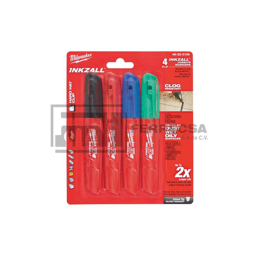 KIT MARCADORES 4 COLORES 48-22-3106 MILWAUKEE* - Tienda Ferrecsa