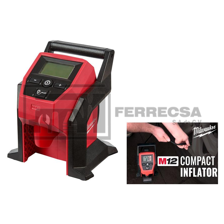 INFLADOR LLANTAS COMPACTO M12 247520 MILWAUKEE* Tienda Ferrecsa