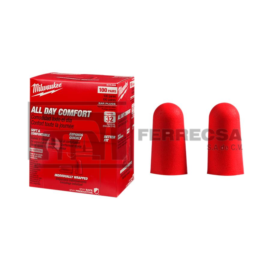 TAPON AUDITIVO (100PZ) 48-73-3006 MILWAUKEE* - Tienda Ferrecsa