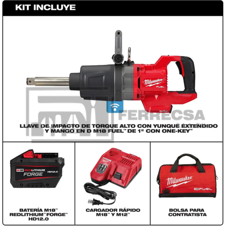 LLAVE IMPACTO 1" M18 FUEL 12AMP LARGA 2869-22HD MILWAUKEE*