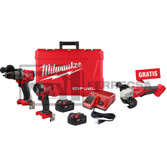 COMBO ROTOMARTILLO-LLAVE DE IMPACTO M18 5AMP 3697-22+2880-20 MILWAUKEE*