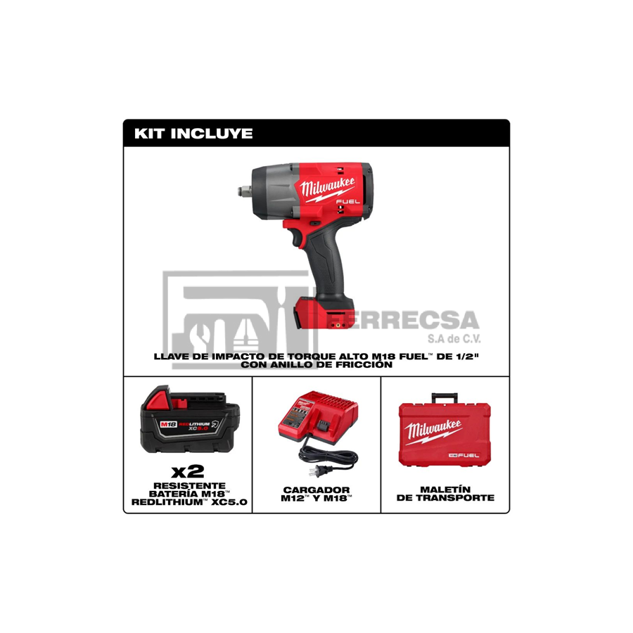 LLAVE IMPACTO 1/2" M18 5AMP FUEL 2967-22 MILWAUKEE*