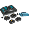 KIT CARGADOR Y 4 BATERIAS 18V 6AMP 198087-5 MAKITA*