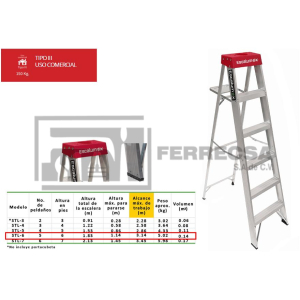 ESCALERA TIJERA 5 ESCAL 1.83M 150KG STL-6 ESCALUMEX*