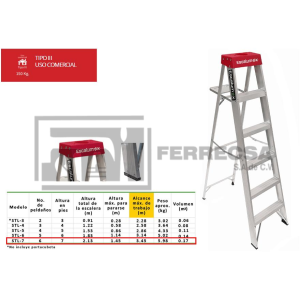 ESCALERA TIJERA 6 ESCAL 2.13M 150 KG STL-7 ESCALUMEX*