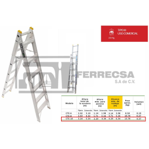 ESCALERA CONVERTIBLE 21ESC 3.2M/5.5M 175KG CTE-10 ESCALUMEX*