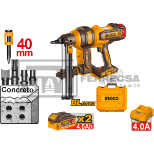 CLAVADORA CONCRETO 20V 4AMP 19M-40MM UCCNLI9008 INGCO*