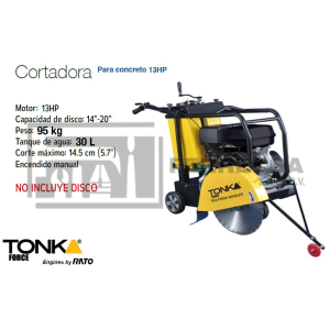 CORTADORA DE CONCRETO CAPACIDAD DE DISCO 14"-20" 13HP MOTOR RATO TKA-FS450RT TONKA